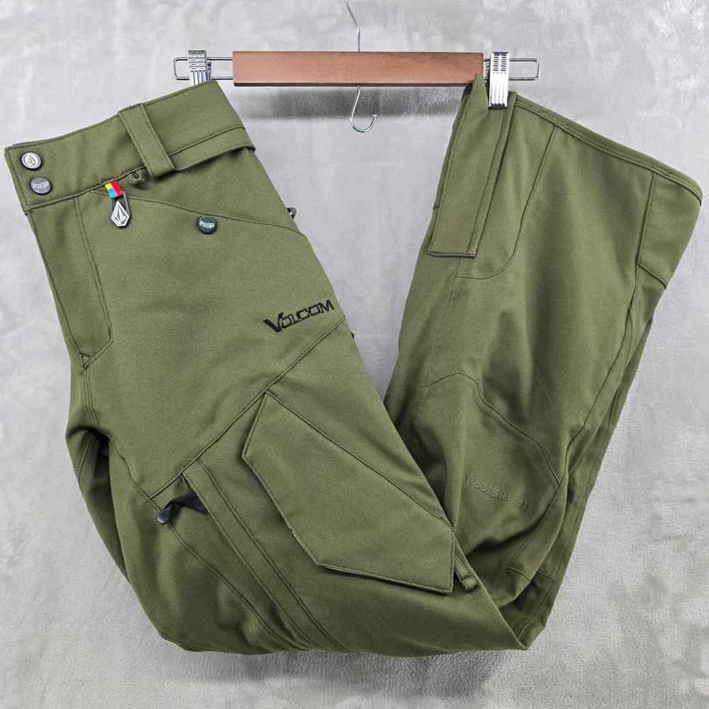 Volcom Snow Pants Mens S Olive Green Let It Storm Cargo Snowboard Ski Utility